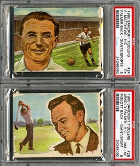 1965 Bancroft Tiddlers "Giants of Sports" Arnold Palmer/Front - PSA NM-MT 8 and Arnold Palmer/Back - PSA EX 5 (2 Items) - His Rookie Cards!